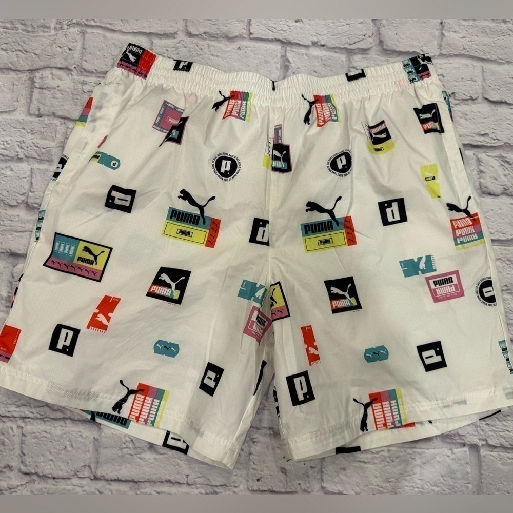 Puma Men’s Swim Trunks XXL Logo Retro White Summer Swimwear